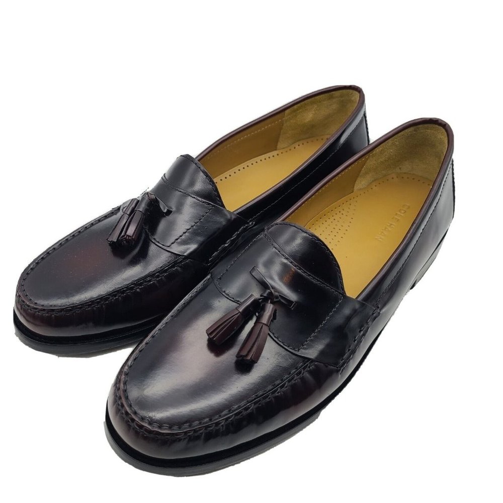 Cole Haan Men loafers Pinch Tassel Dress Shoes Mahogany Brown Leather 13 D new